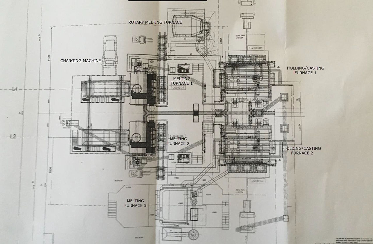 layout_furnace Tovarna za pretaljevanje aluminija IA2541, rabljena